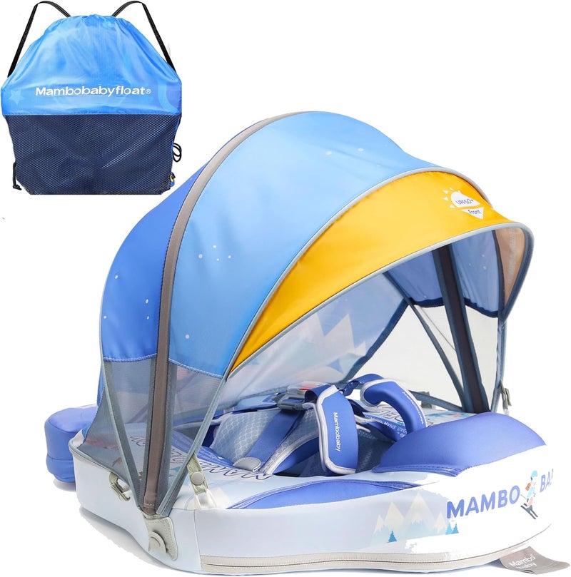 Lurui Baby Floats for Pool with Canopy Removable Sun Protection Canopy Mambobaby Float Non Inflatable Upgrade Add Tail Avoid Flip Waterproof Skin-Friendly Infant Swim Float 3-24 Months - Image 1